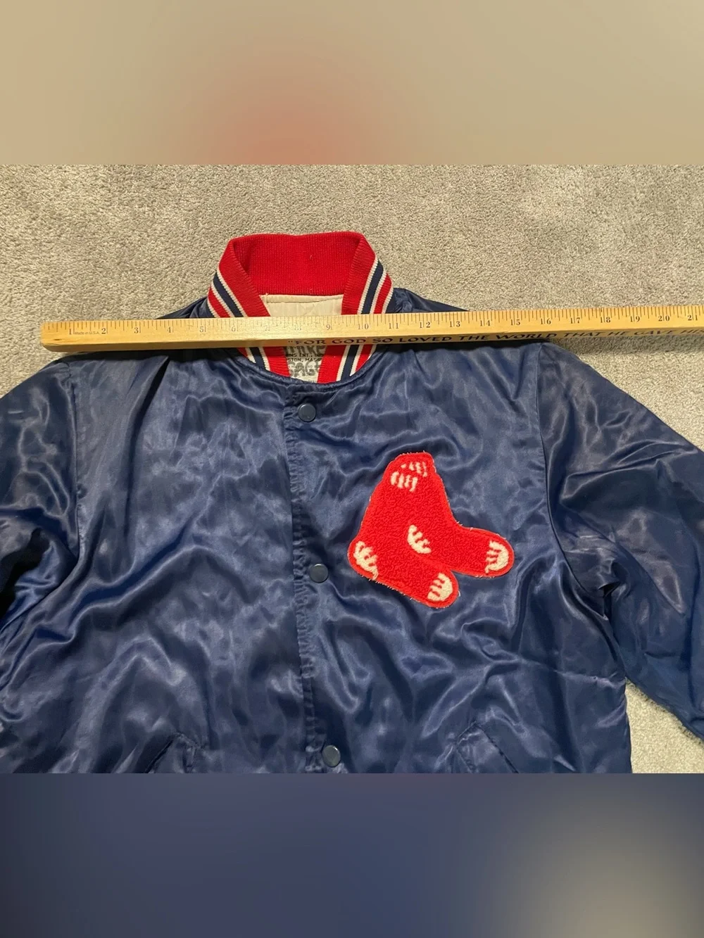 Vintage 80s Boston Red Sox Satin Jacket Youth 16 Adult XS S Twins Enterprises